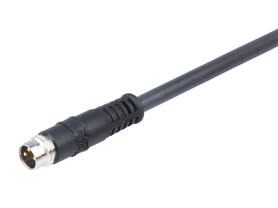Nano-Change (M8) Single-Ended Cordset, 3 Poles, Male (Straight) with Snap Coupling to Pigtail, 24 AWG, PVC Cable, 2.0m (6.56') Length