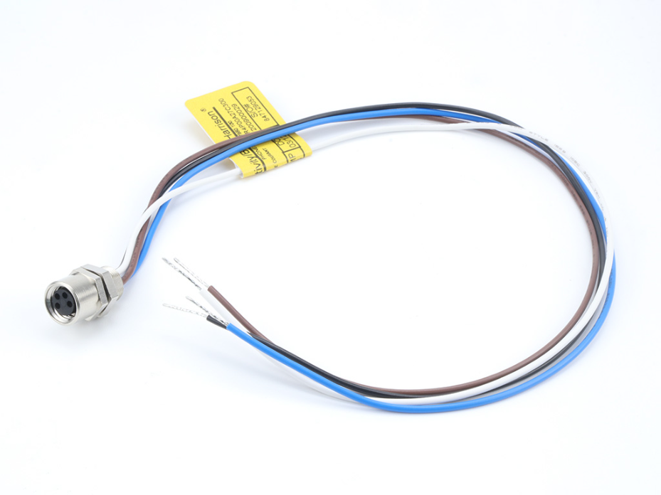 Nano-Change (M8) Receptacle, 4 Poles, A-Coded, M8 x 0.5 Mounting Threads, Female (Straight) to 24 AWG Leads, 0.30m (11.81") Length