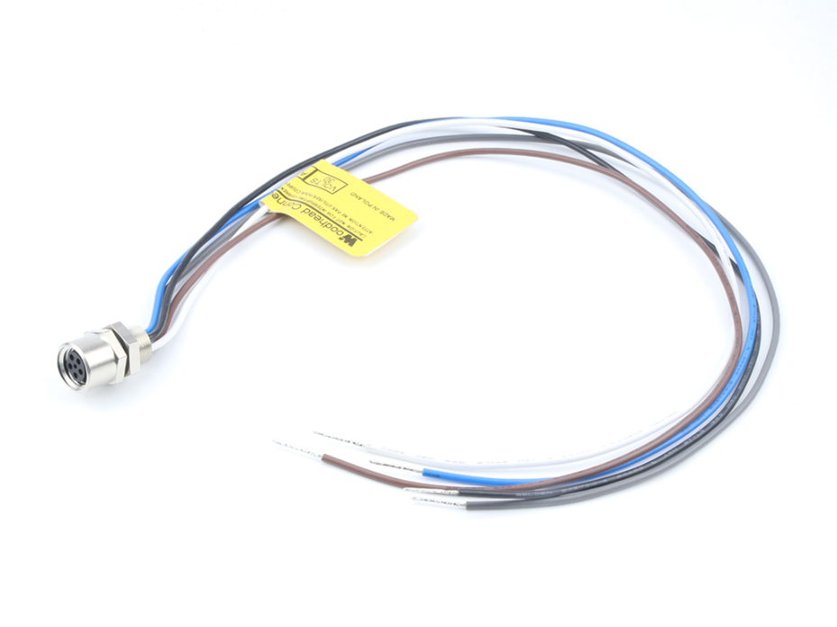 Nano-Change (M8) Receptacle, 5 Poles, B-Coded, M8 x 0.5 Mounting Threads, Female (Straight) to 24 AWG Leads, 0.30m (11.81") Length