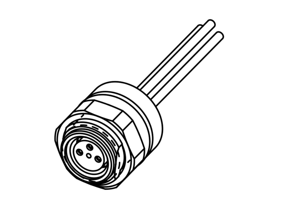 Nano-Change (M8) Receptacle, 4 Poles, A-Coded, M8 x 1.0 Mounting Threads, Female (Straight) to Leads, Back Panel Mount, 0.20m (7.87") Length