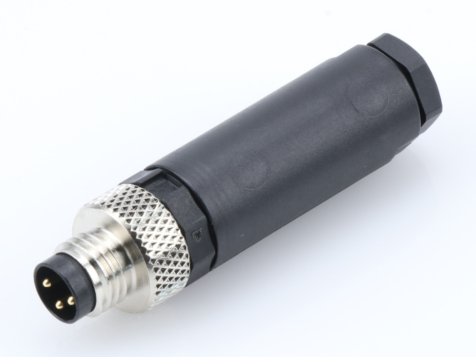 Nano-Change (M8) Field Attachable Connector, 3 Poles, Straight, Male, Unshielded, Screw Termination, Cable Diameter 3.50-5.00mm