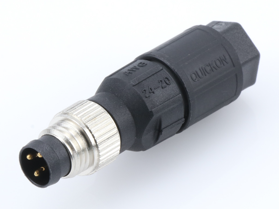 Nano-Change (M8) Field Attachable Connector, 3 Poles, Straight, Male, Unshielded, IDC Termination, Cable Diameter 2.50-5.20mm