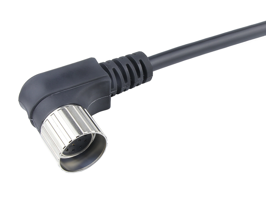 Brad M23 Single-Ended Cordset, 12 Poles, Female (90°) to Pigtail, 22-18 AWG, PUR Cable, 10.0m (32.81') Length