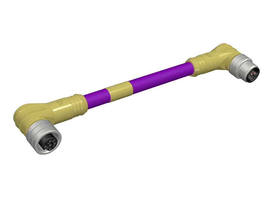 Micro-Change (M12) Double-Ended Cordset, 5 Poles, Female (90°) to Male (90°), 24 AWG, 30.0m (98.40') Length, PROFIBUS PUR Cable Preferred Version in Europe
