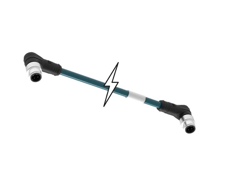 Micro-Change (M12) Double-Ended Cordset, 4 Poles, D-Coded, Male (90°) to Male (90°), 26 AWG, PVC Cable, 60.0m (196.85') Length