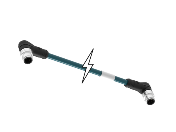 Micro-Change (M12) Double-Ended Cordset, 4 Poles, D-Coded, Male (90°) to Male (90°), 26 AWG, PVC Cable, 30.0m (98.40') Length