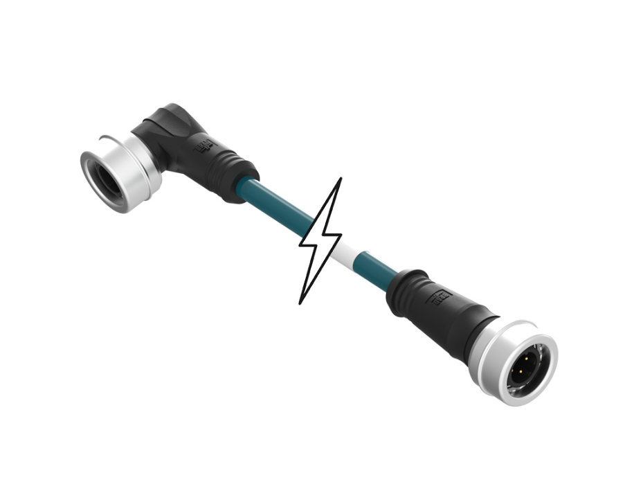 Micro-Change (M12) to Ultra-Lock (M12) Double-Ended Cordset, 4 Poles, D-Coded, Male (Straight) to Male (90°), 24 AWG, PVC Unshielded Cable, 5.0m (16.40') Length