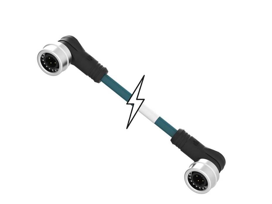 Micro-Change (M12) to Ultra-Lock (M12) Double-Ended Cordset, 4 Poles, D-Coded, Male (90°) to Male (90°), 24 AWG, Unshielded PVC Cable, 0.60m (1.97') Length