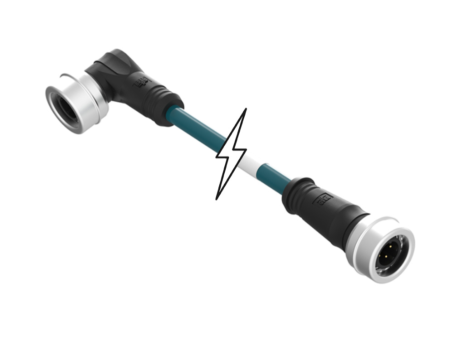 Micro-Change (M12) to Ultra-Lock (M12) Double-Ended Cordset, 4 Poles, D-Coded, Male (Straight) to Male (90°), 22 AWG, PVC Shielded Cable, 5.0m (16.40') Length