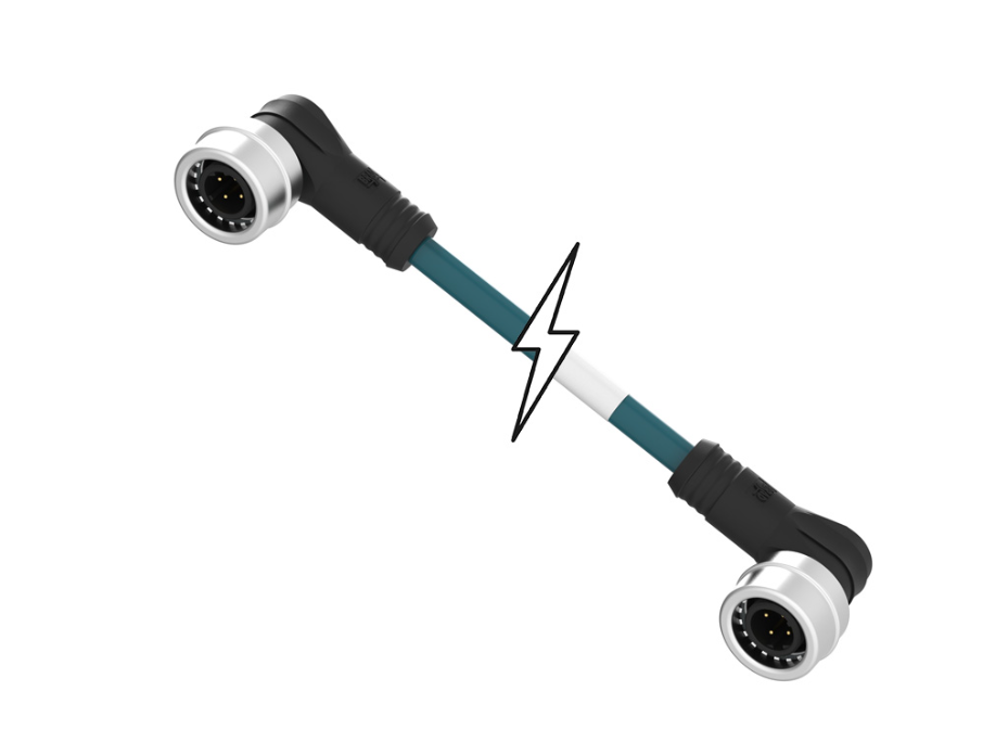 Micro-Change (M12) to Ultra-Lock (M12) Double-Ended Cordset, 4 Poles, D-Coded, Male (90°) to Male (90°), 22 AWG, Shielded PUR Cable, 1.0m (3.28') Length