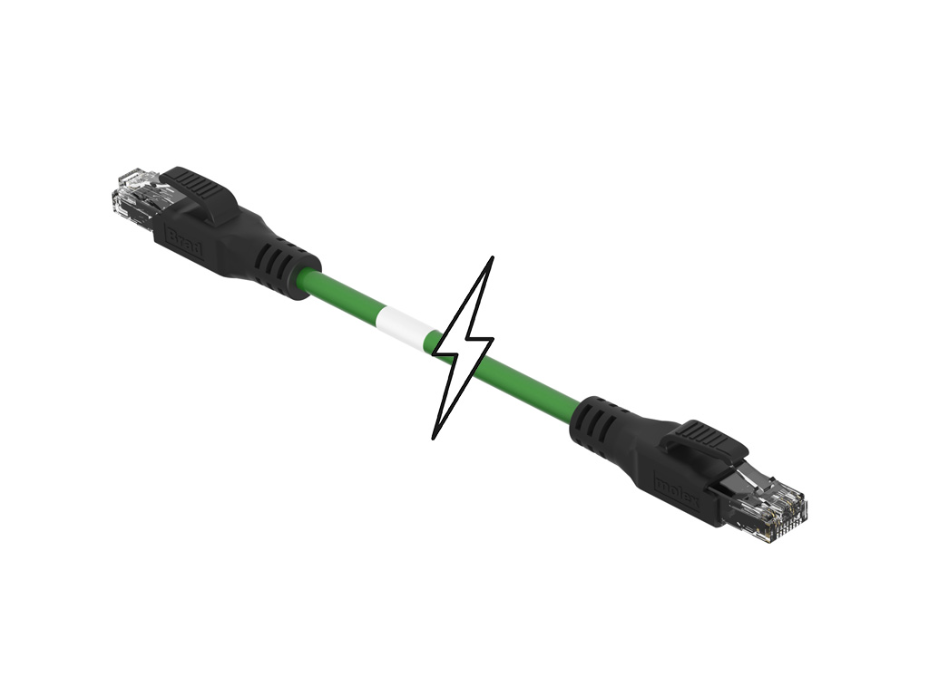 Industrial Ethernet Double-Ended RJ-45 Cordset, Male (Straight) to Male (Straight), 22 AWG, Shielded PUR Cable, 0.50m (1.64') Length