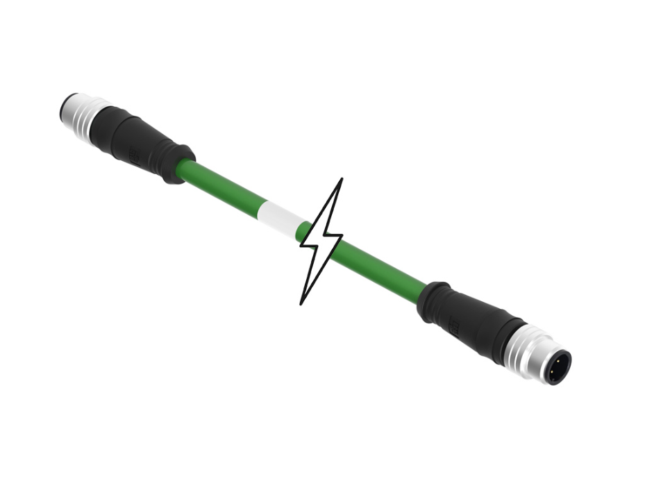 Micro-Change (M12) Double-Ended Cordset, 4 Poles, D-Coded, Male (Straight) to Male (Straight), 22 AWG, Shielded PUR Cable, 5.0m (16.40') Length