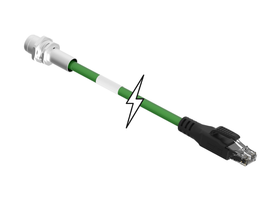 Ultra-Lock (M12) Receptacle to RJ-45 Double-Ended Cordset, 4 Poles, D-Coded, Male (Straight) to Female (Straight), 22 AWG, Shielded PUR Cable, 1.0m (3.28') Length
