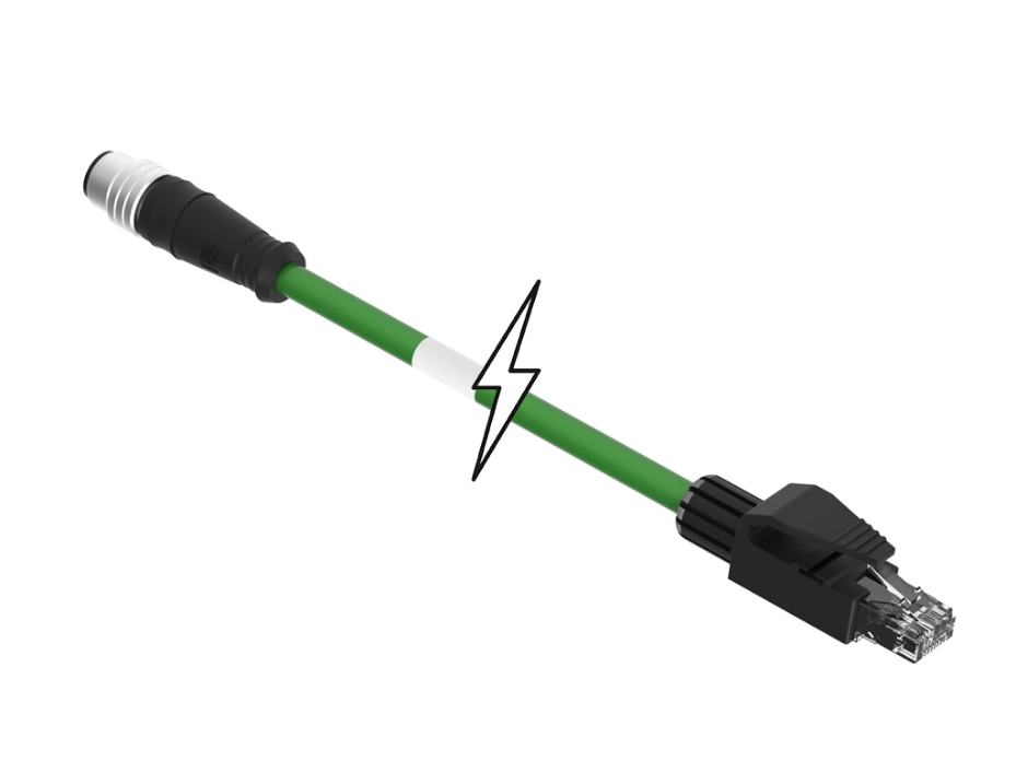 Micro-Change (M12) Double-Ended Cordset, 4 Poles, D-Coded, Female (Straight) to Male RJ-45, Cable, 22 Shielded PUR Cable, 1.0m (3.28') Length