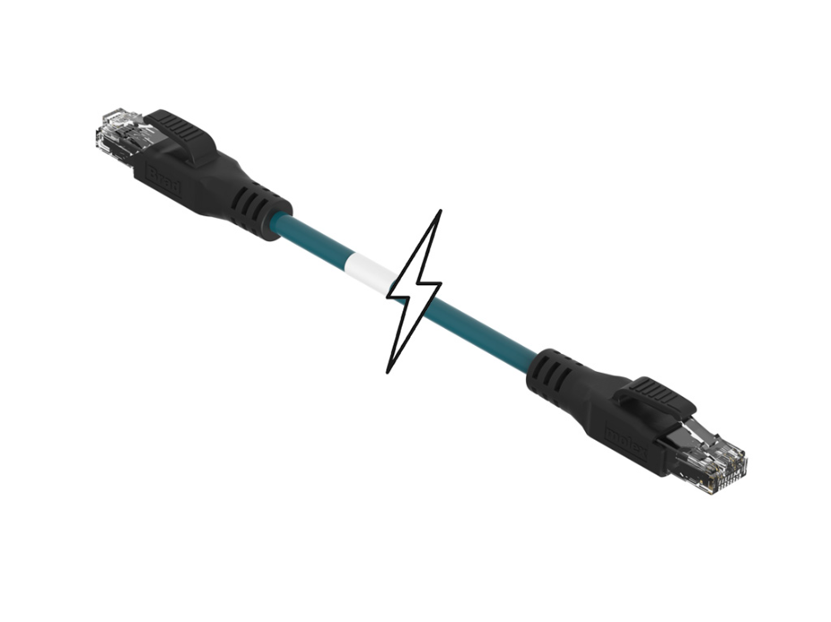 Double-Ended RJ-45 Cordset, 4 Poles, Male (Straight) to Male (Straight), 26 AWG, Shielded TPE Cable, 2.0m (6.56' ) Length, 6.00mm (.236") Diameter, Teal