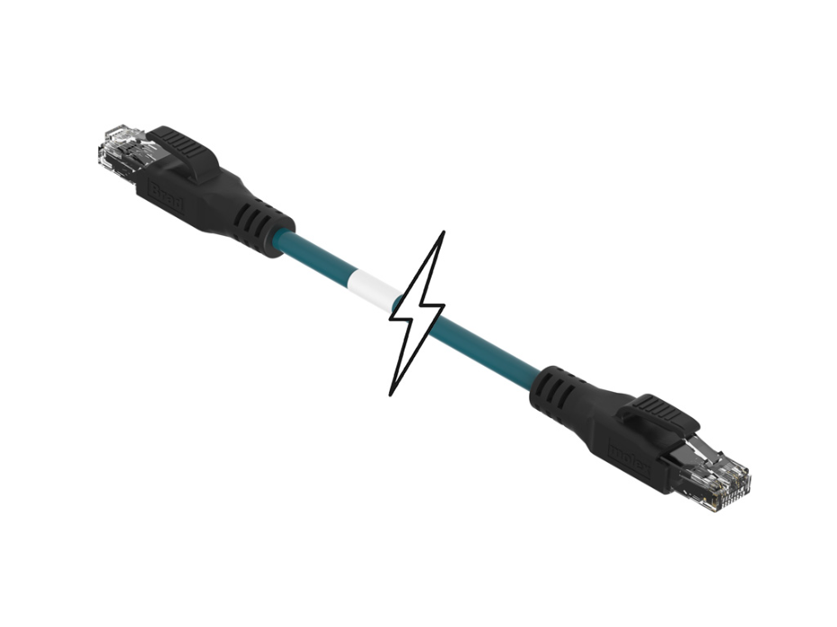 Double-Ended RJ-45 Cordset, 4 Poles, Male (Straight) to Male (Straight), 26 AWG, Shielded TPE Cable, 15.0m (49.21' ) Length, 6.00mm (.236") Diameter, Teal