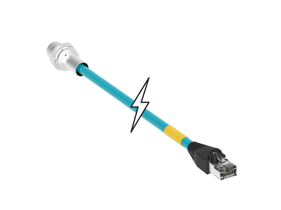 Ultra-Lock (M12) D-Coded to RJ-45 Adapter, Straight to Straight, 4-Pole Female to RJ45 Male, Unshielded TPE, 3.0m (9.84') Length