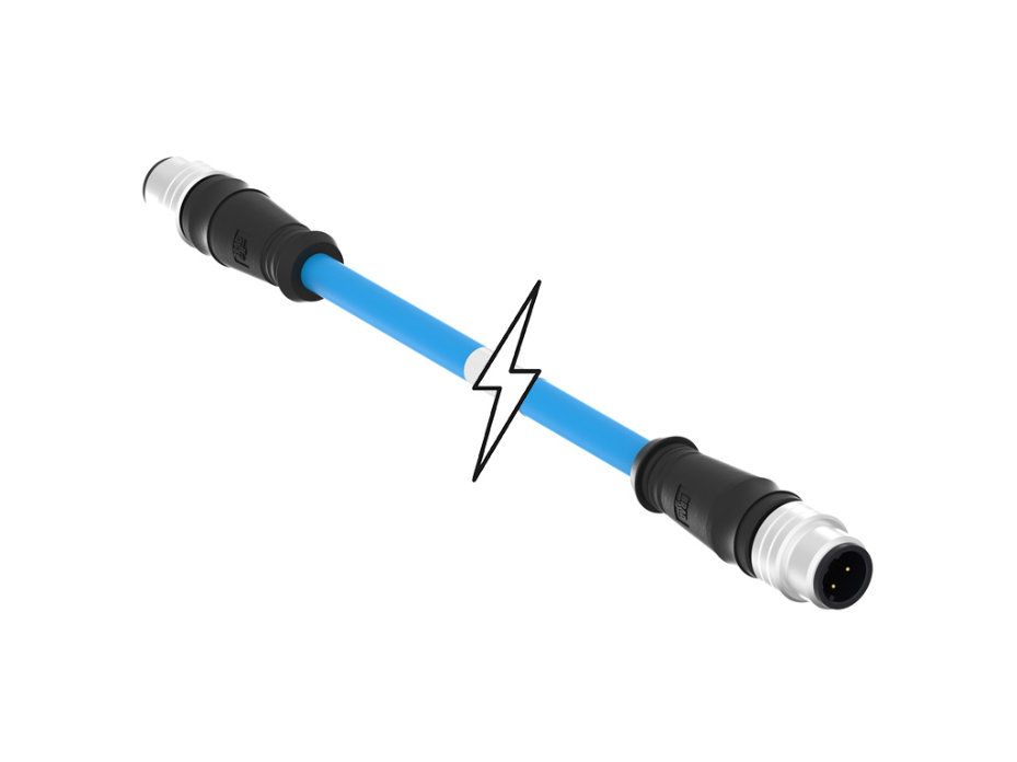 Micro-Change (M12) Double-Ended Cordset, 4 Poles, D-Coded, Male (Straight) to Male (Straight), 24 AWG, Blue TPE Cable, 65.0m (213.25' ) Length, 6.99mm (.275") Diameter