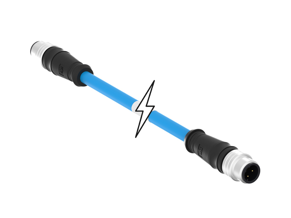 Micro-Change (M12) Double-Ended Cordset, 4 Poles, D-Coded, Male (Straight) to Male (Straight), 24 AWG, Blue TPE Cable, 80.0m (262.40' ) Length, 6.99mm (.275") Diameter