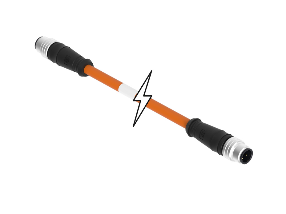 Micro-Change (M12) Double-Ended Cordset, 4 Poles, D-Coded, Male (Straight) to Male (Straight), 24 AWG, Orange TPE Cable, 50.0m (164.04' ) Length, 6.35mm (.250") Diameter
