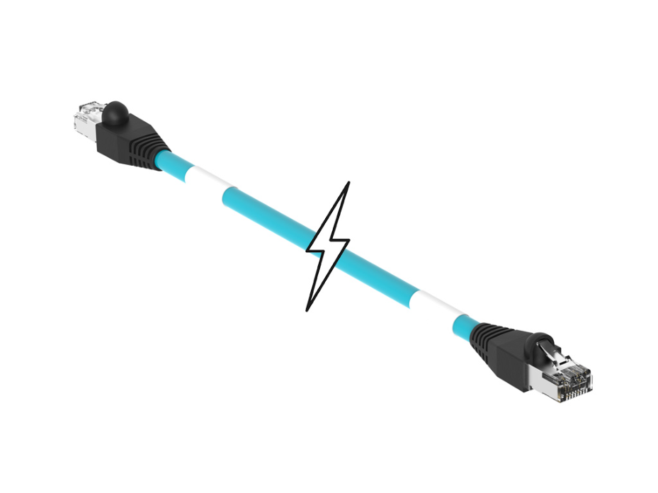 Double-Ended RJ-45 Cordset, 4 Poles, Male (Straight) to Male (Straight), 24 AWG, Teal Unshielded TPE Cable, 20.0m (65.62') Length, 6.10mm (.240") Diameter