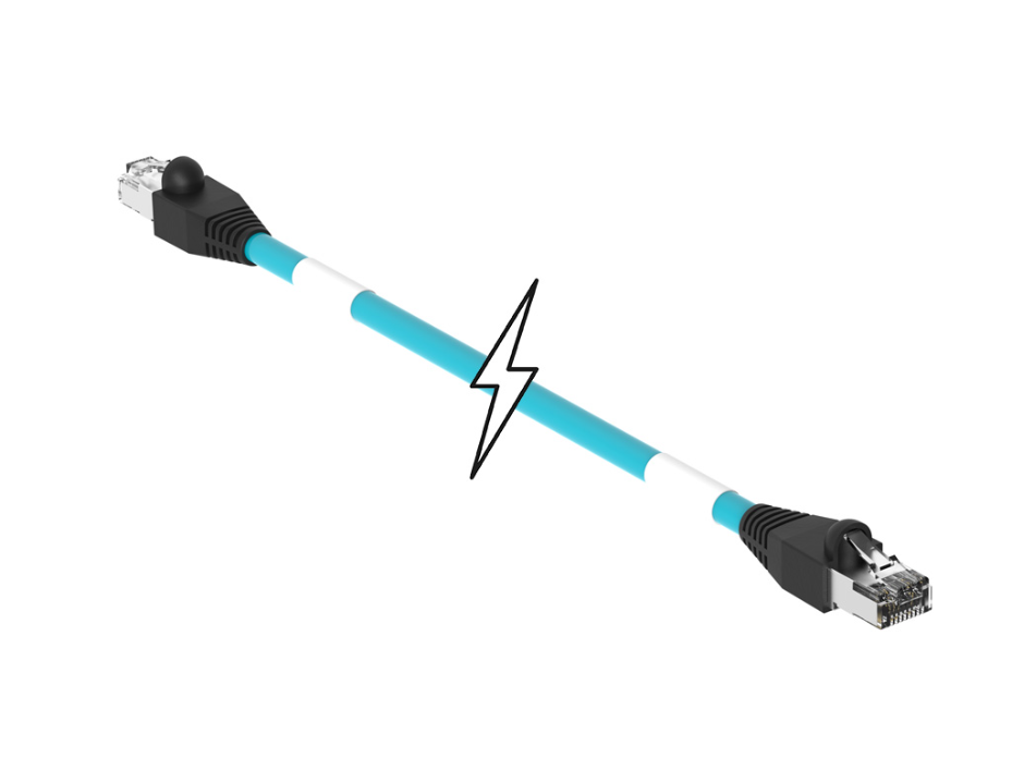 Double-Ended RJ-45 Cordset, 4 Poles, Male (Straight) to Male (Straight), 24 AWG, Teal Unshielded TPE Cable, 46.0m (150.88') Length, 6.10mm (.240") Diameter