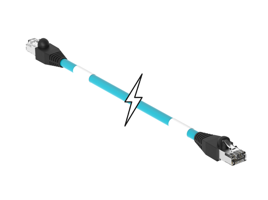 Double-Ended RJ-45 Cordset, 4 Poles, Male (Straight) to Male (Straight), 24 AWG, Teal Unshielded TPE Cable, 57.0m (187.01') Length, 6.10mm (.240") Diameter