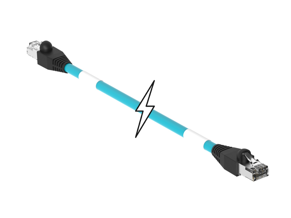 Double-Ended RJ-45 Cordset, 4 Poles, Male (Straight) to Male (Straight), 24 AWG, Teal Unshielded TPE Cable, 70.0m (229.66') Length, 6.10mm (.240") Diameter