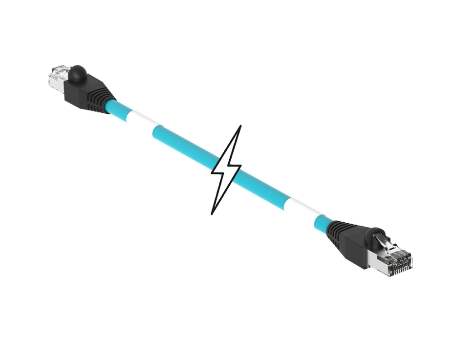 Double-Ended RJ-45 Cordset, 4 Poles, Male (Straight) to Male (Straight), 24 AWG, Teal Unshielded TPE Cable, 76.0m (249.34') Length, 6.10mm (.240") Diameter