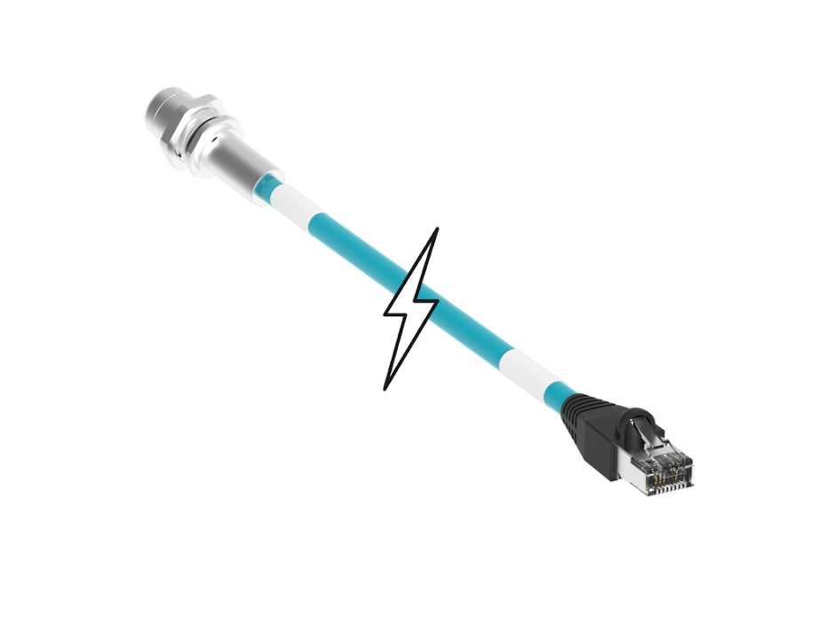 Ultra-Lock (M12) D-Coded to RJ-45 Adapter, Straight to Straight, 4-Pole Female to RJ45 Male, Teal Unshielded TPE, 1.0m (3.28') Length