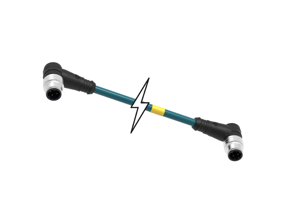 Micro-Change (M12) Double-Ended Cordset, 4 Poles, D-Coded, Male (90°) to Male (90°), 24 AWG, Teal TPE Cable, 61.0m (200.13') Length