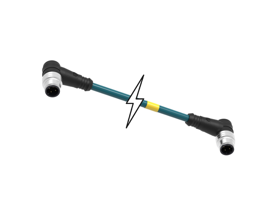 Micro-Change (M12) Double-Ended Cordset, 4 Poles, D-Coded, Male (90°) to Male (90°), 24 AWG, Teal TPE Cable, 85.0m (278.87') Length