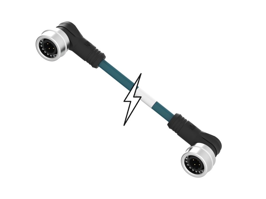 Micro-Change (M12) to Ultra-Lock (M12) Double-Ended Cordset, 4 Poles, D-Coded, Male (90°) to Male (90°), 24 AWG, TPE Cable, 1.0m (3.28') Length