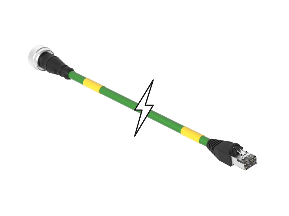 Ultra-Lock (M12) to Standard RJ-45 Double-Ended Cordset, 8 Poles, D-Coded, Male (Straight) to Male (Straight), 10.0m (32.81') Length
