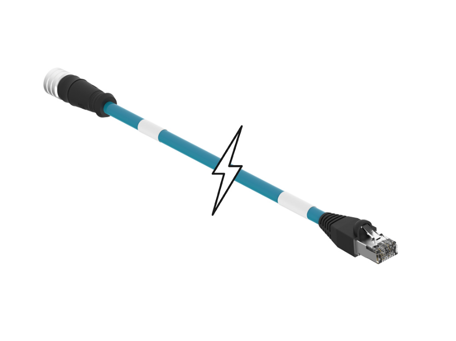 Micro-Change (M12) to RJ-45 Double-Ended Cordset, 4 Poles, D-Coded, Female (Straight) to Male RJ-45, 0.50m (1.64') Length