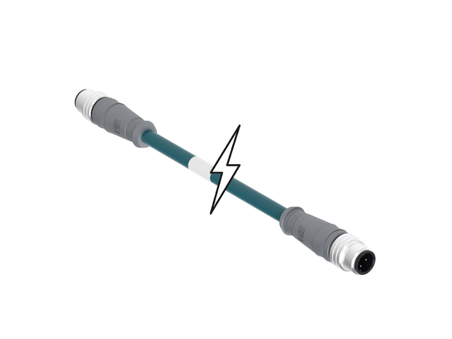 Micro-Change (M12) Double-Ended Cordset, 4 Poles, D-Coded, Male (Straight) to Male (Straight), 26 AWG, Shielded TPE Cable, 20.0m (65.62') Length, 6.00mm (.236") Diameter, Teal