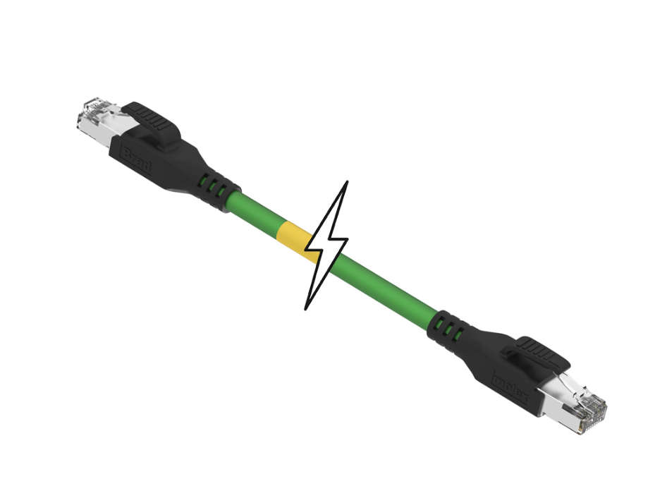 Double-Ended RJ-45 Cordset, 4 Poles, Male (Straight) to Male (Straight), 22 AWG, Shielded PUR Cable, 7.0m (22.97' ) Length, 6.70mm (.264") Diameter, Green