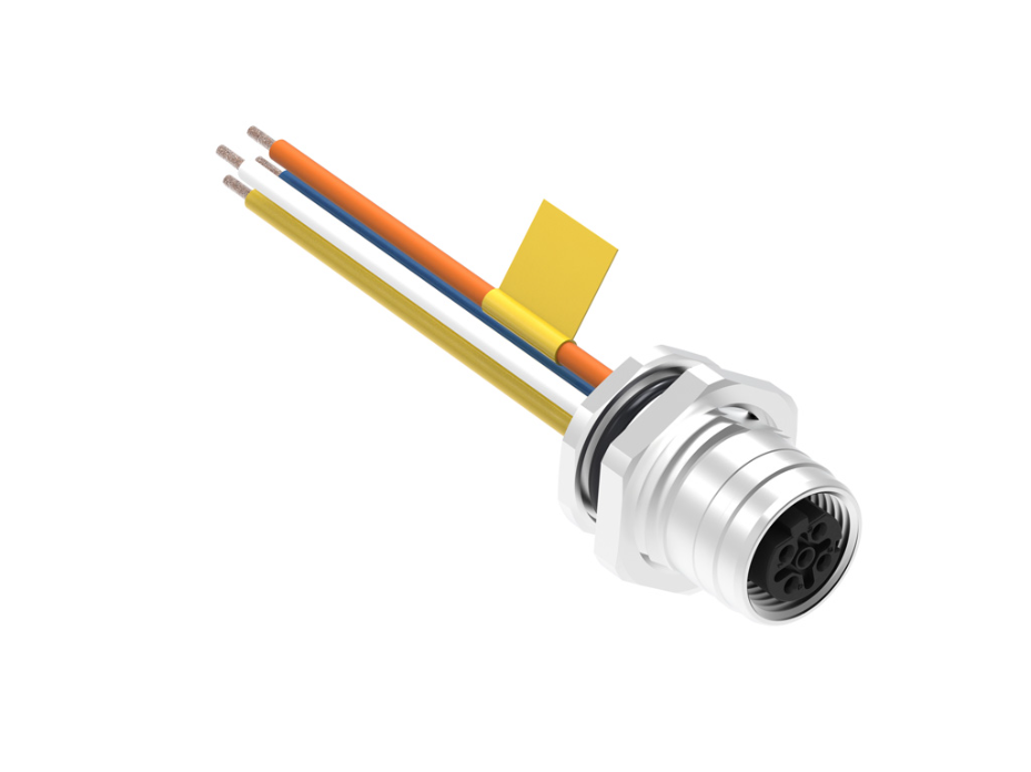Ultra-Lock (M12) Ethernet Receptacle, 4 Poles, FPM M16, Female (Straight), D-Coded, 0.050m (1.97") Length
