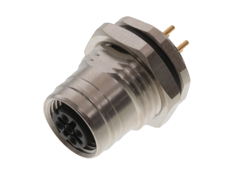 Ultra-Lock (M12) Ethernet Receptacle, 4 Poles, Female (Straight), D-Coded, 0.022m (.85") Length