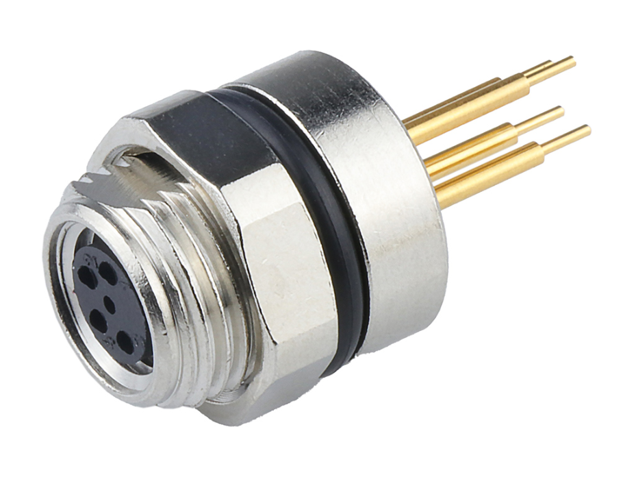 Nano-Change (M8) Industrial Receptacle, 4 Poles, Alternate Key, PCB Mount