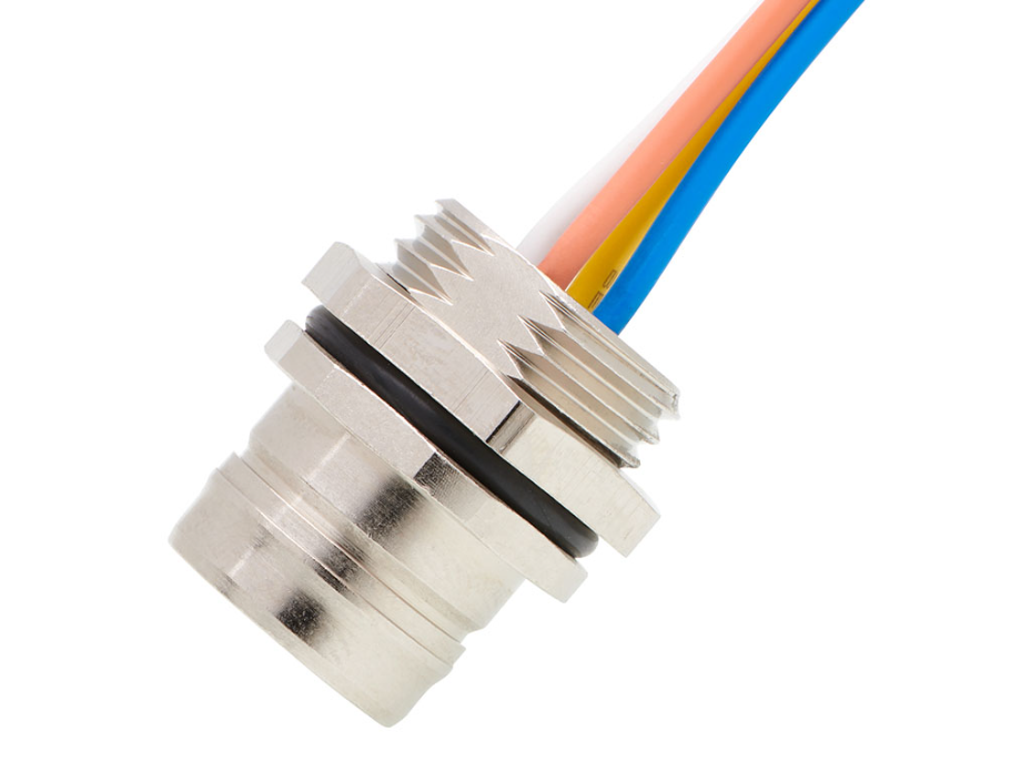 Ultra-Lock 2.0 (M12) Receptacle, 8 Poles, Female (Straight) to Leads, A-Coded, Front Panel Mount, PG9 Mounting Threads, 0.50m (1.64') Length