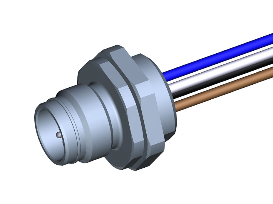 Ultra-Lock 2.0 (M12) Receptacle, 4 Poles, Male (Straight) to Leads, A-Coded, Front Panel Mount, PG9 Mounting Threads, 0.30m (11.81") Length