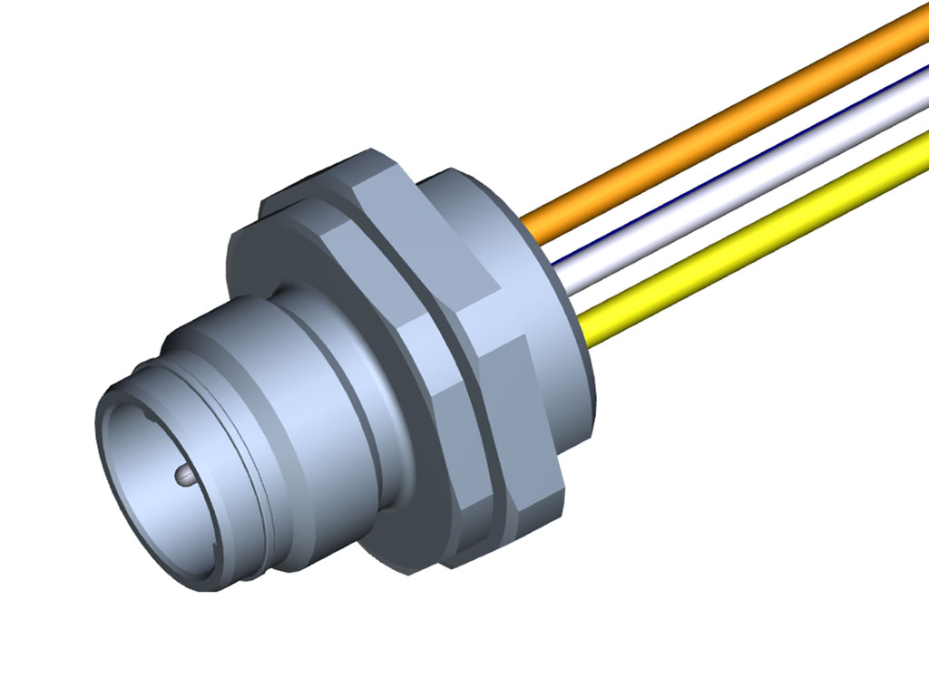Ultra-Lock 2.0 (M12) Receptacle, 4 Poles, Male (Straight) to Leads, D-Coded, Front Panel Mount, PG9 Mounting Threads, 0.50m (1.64') Length
