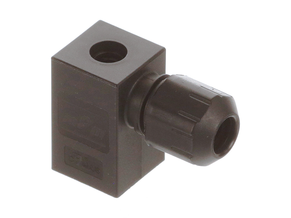 mPm DIN Valve Connector, Form C-Micro 9.4mm, External Thread, 2 Pole Plus Ground Terminal, 250V AC/DC, Black, Nitrile Gasket, UL94-V0 Rated, Bulk Pack, Mounted
