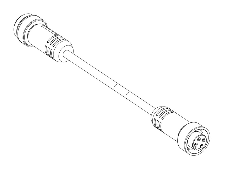 Mini-Change A-Size Double-Ended Cordset, 4 Poles, Male (Straight) to Female (Straight), 16 AWG, Yellow PVC Cable, 2.0m (6.56') Length