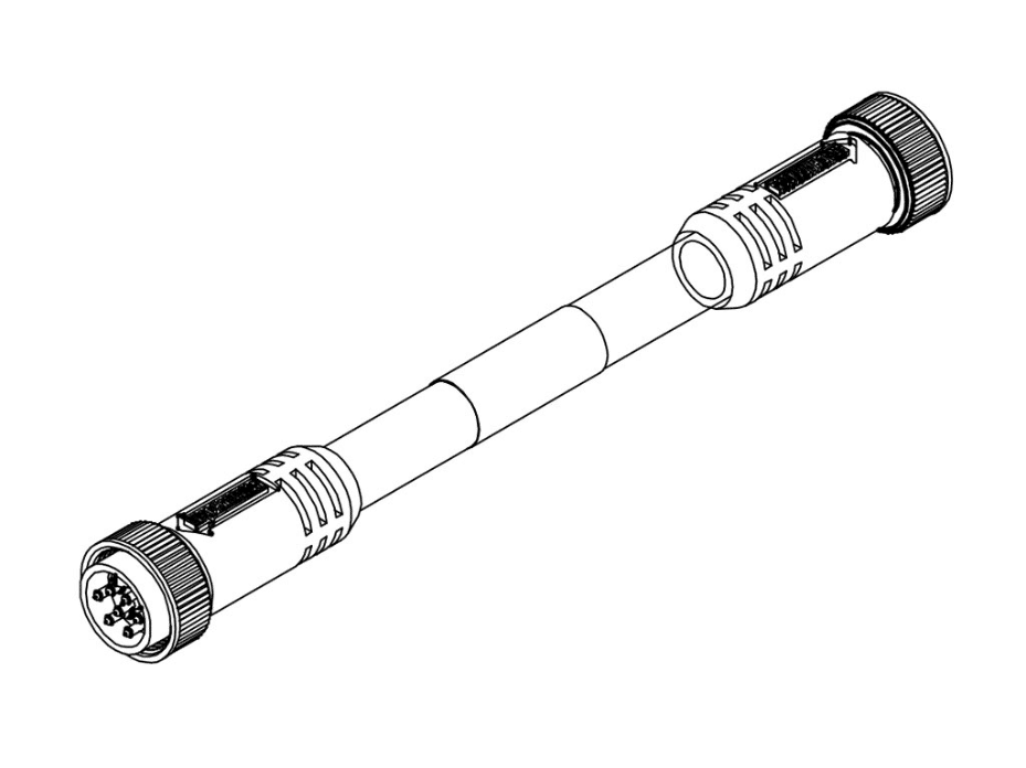 Mini-Change B-Size Double-Ended Cordset, 7 Poles, Male (Straight) to Female (Straight), 16 AWG, Yellow PVC Cable, 1.83m (6.0') Length