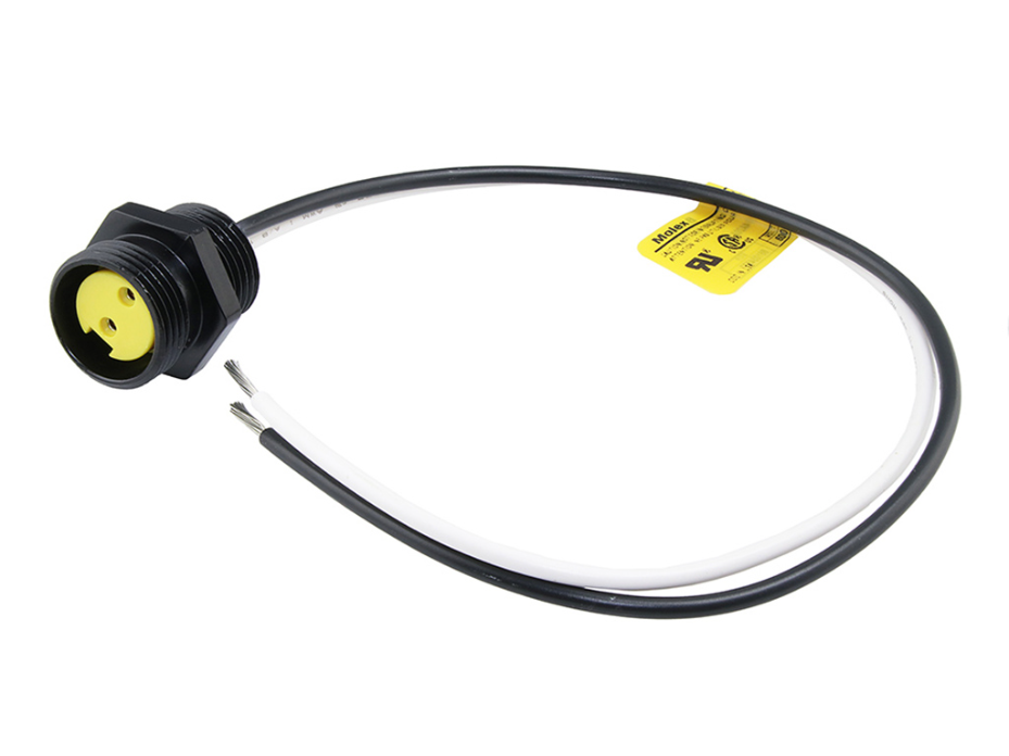 Mini-Change A-Size Receptacle, 2 Poles, 1/2" - 14 NPT Threads, Female (Straight) to 16 AWG Leads, 0.305m (1.0') Length