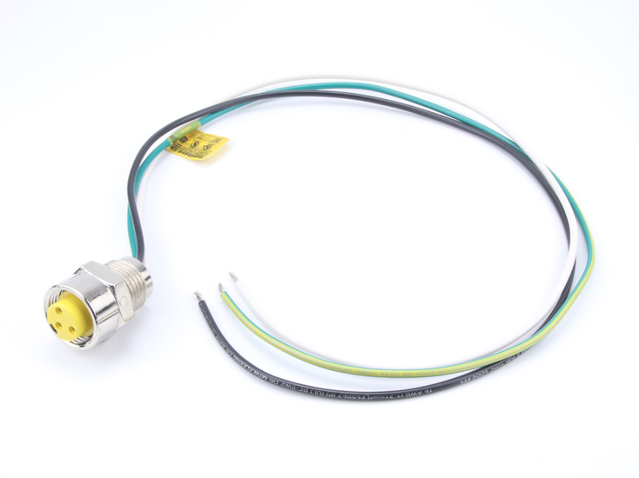 Mini-Change A-Size Receptacle, 3 Poles, 1/2" - 14 NPT Threads, Female (Straight) to 16 AWG Leads, 0.5m (1.64') Length