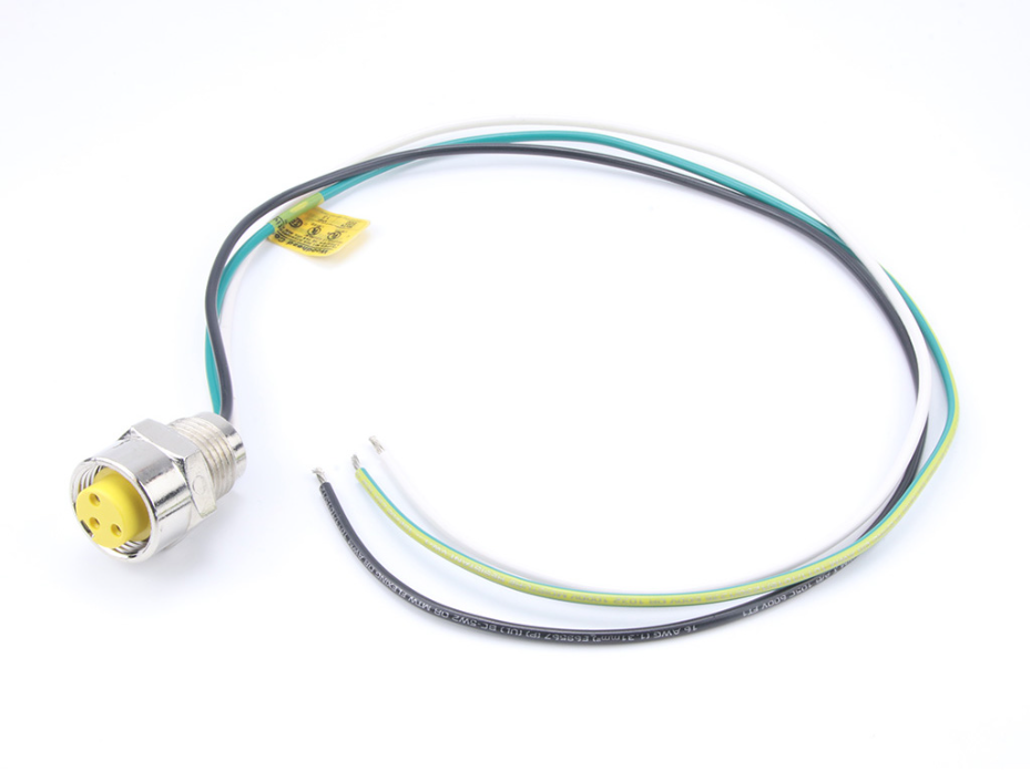 Mini-Change A-Size Receptacle, 3 Poles, 1/2" - 14 NPT Threads, Female (Straight) to 16 AWG Leads, 5.0m (16.40') Length