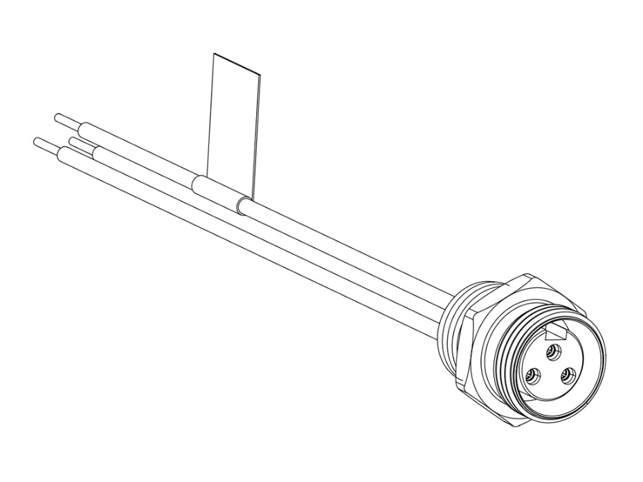 Mini-Change A-Size Receptacle, 3 Poles, 1/2" - 14 NPT Threads, Female (Straight) to 16 AWG, 1.83m (6.0') Length